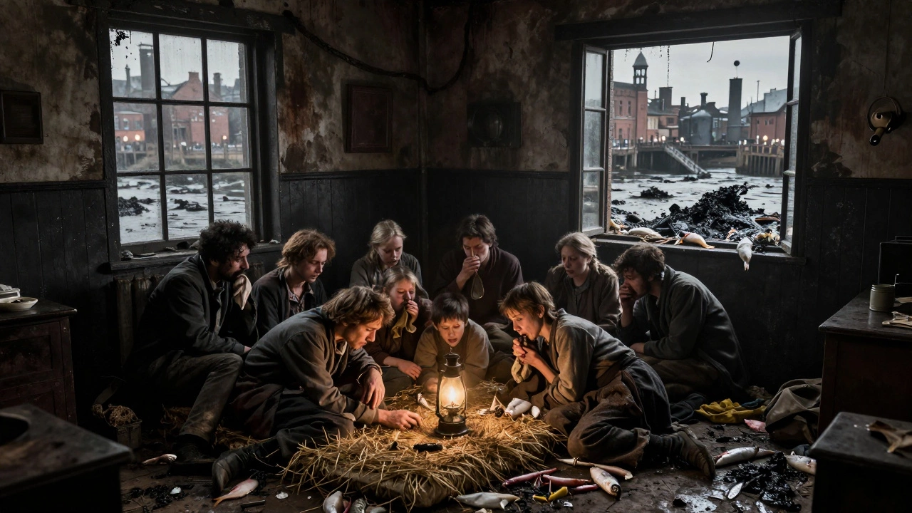 Десять человек в одной комнате, грязь, река с отходами, ребёнок кашляет в тряпку.