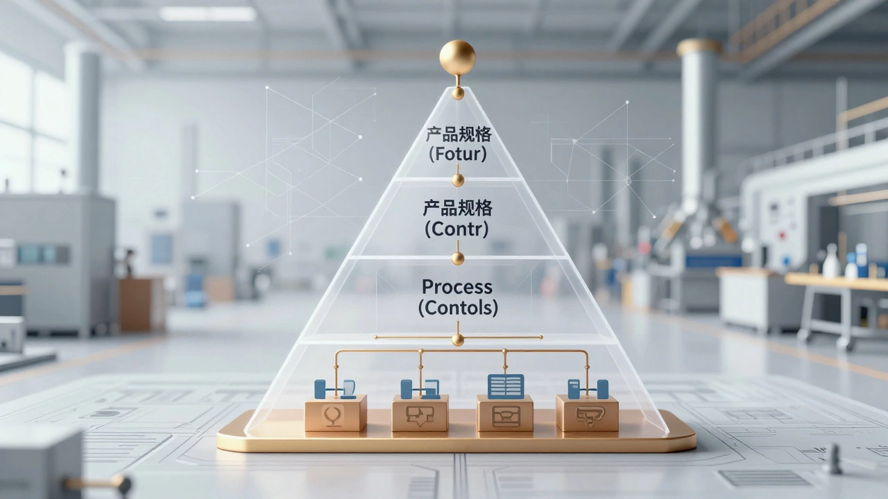 Пирамида четырёх уровней планов качества производства без текста