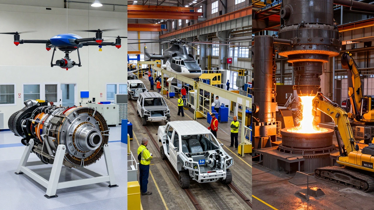 Коллаж из авиационных, автомобильных и тяжелых машиностроительных заводов России