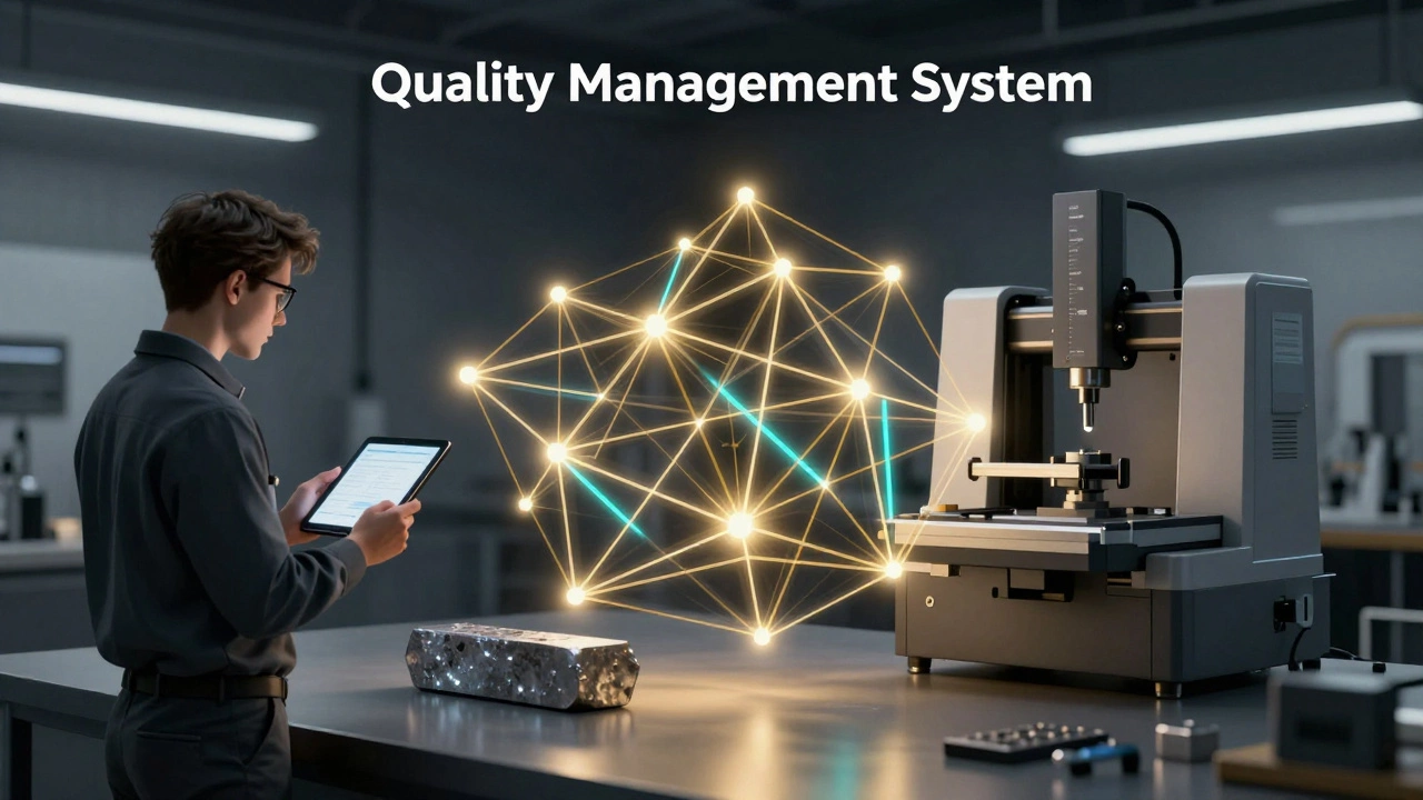 Концептуальная сеть системы управления качеством на фоне современного завода