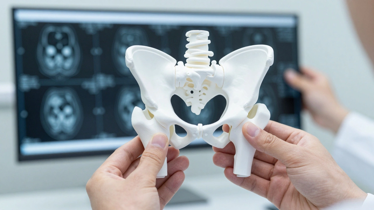 Врач держит 3D-модель сустава для подготовки к операции