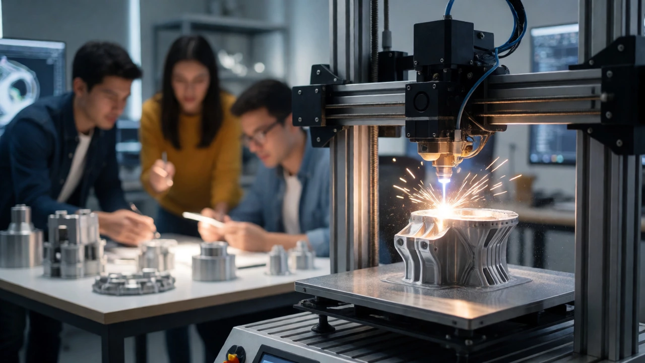 Металлический 3D-принтер создает деталь в инженерном центре